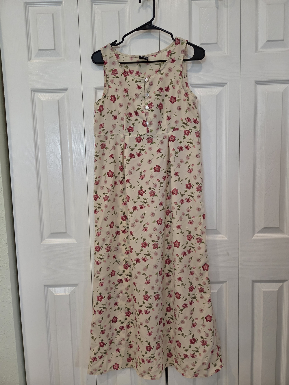 Vintage 90s My Michelle Cream And Pink Floral Maxi Dress
